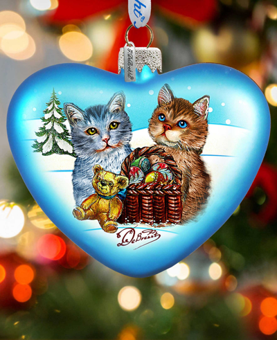 G.debrekht Kitty Cats Love Heart Holiday Ornament In Multi Color