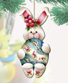 Designocracy Bunny Hugs Holiday Ornaments Holiday, Set Of 2 In Multi Color