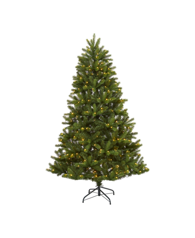 Nearly Natural New Haven Spruce Natural Look Artificial Christmas Tree With Lights, 72" In Green