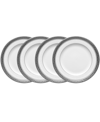 Noritake Odessa Platinum Set Of 4 Bread Butter And Appetizer Plates, Service For 4 In White