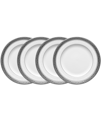 Noritake Odessa Platinum Set Of 4 Bread Butter And Appetizer Plates, Service For 4 In White
