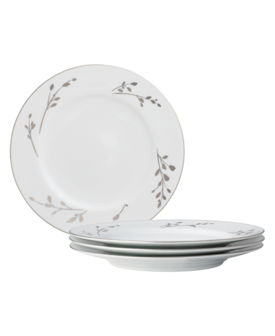Noritake Birchwood Set Of 4 Salad Plates, Service For 4 In White Platinum