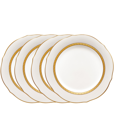 Noritake Charlotta Gold Set Of 4 Scalloped Accent Plates, Service For 4 In White And Gold-tone