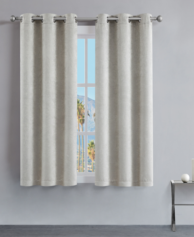 Juicy Couture Faux Suede Solid Thermal Woven Room Darkening Grommet Window Curtain Panel Set, 38" X 63" In Off White