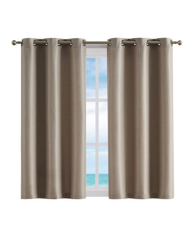 Nautica Milton Thermal Woven Room Darkening Grommet Window Curtain Panel Set, 38" X 63" In Taupe