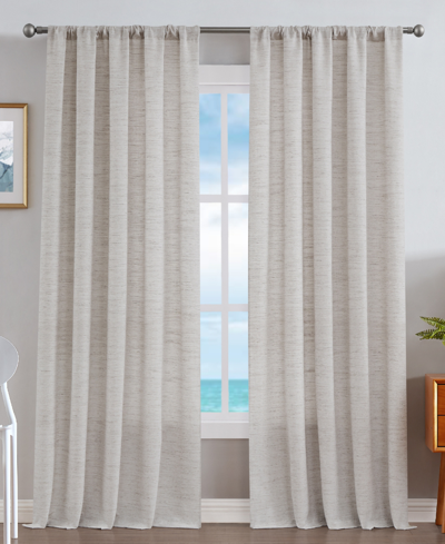 Nautica Caspian Light Filtering Textured Rod Pocket Window Curtain Panel Set, 54" X 108" In Natural