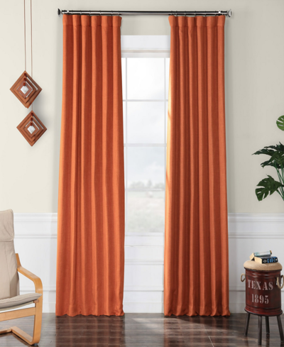 Exclusive Fabrics & Furnishings Blackout Faux Linen Panel, 50" X 96" In Orange