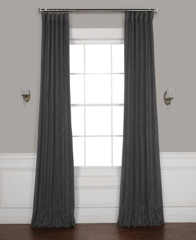 Exclusive Fabrics & Furnishings Blackout Faux Linen Panel, 50" X 96" In Heather Gray