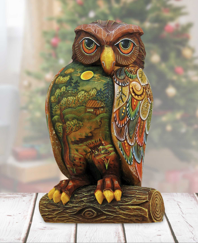 G.debrekht Wise Messenger Owl Handcrafted Christmas Figurine In Multi Color