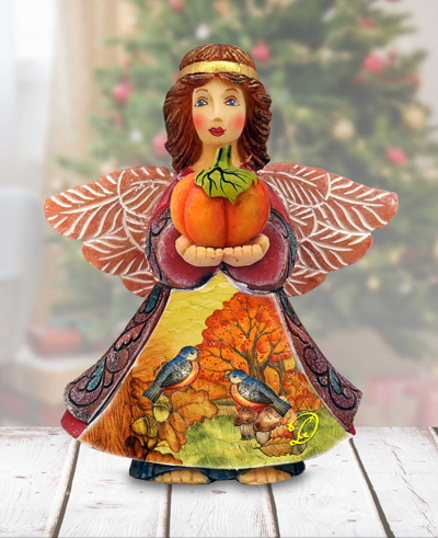 G.debrekht Autumn Angel With Pumpkin Handcrafted Christmas Figurine In Multi Color