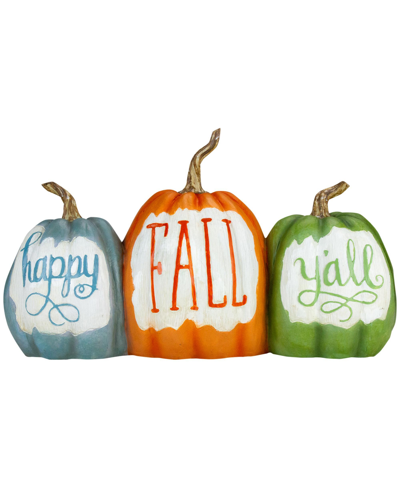 Northlight Pumpkin Trio 'happy Fall Y'all' 3 Piece Autumn Harvest Sign Set, 15.5" In Orange