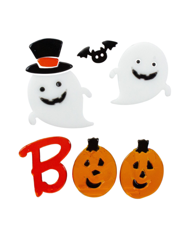 Northlight Pumpkin And Ghost "boo" Halloween Gel 6 Piece Window Clings Set In White