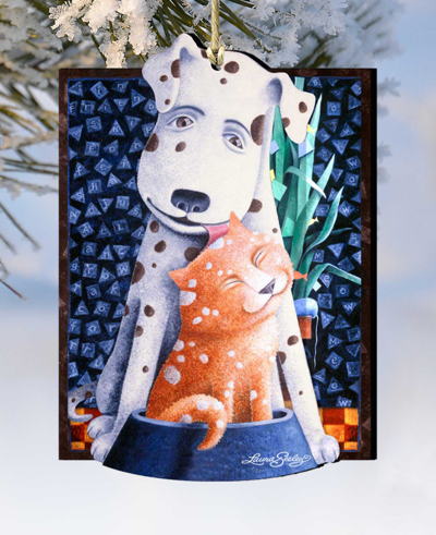 Designocracy Friendship Pets Holiday Ornaments, Set Of 2 In Multi Color