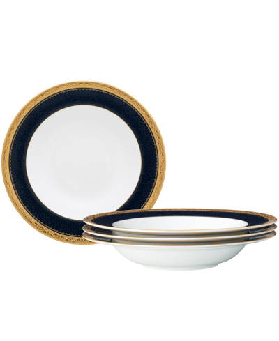 Noritake Odessa Cobalt Gold Set Of 4 Soup Bowls, Service For 4 In Blue