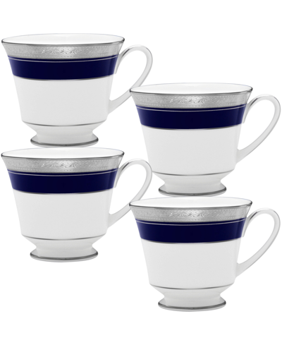 Noritake Crestwood Cobalt Platinum Set Of 4 Cups, Service For 4 In Blue