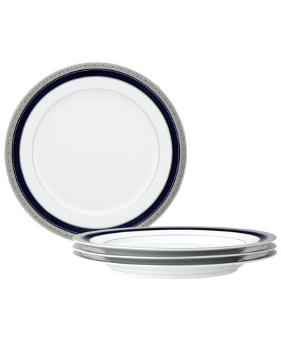 Noritake Crestwood Cobalt Platinum Set Of 4 Dinner Plates, Service For 4 In Blue