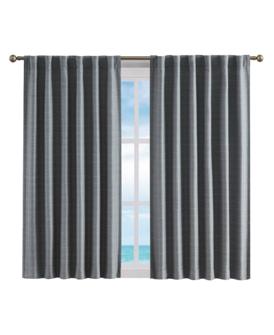 Nautica Robin Thermal Woven Room Darkening Back Tab Window Curtain Panel Set, 52" X 63" In Charcoal