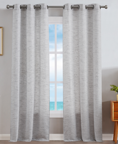 Nautica Julius Light Filtering Textured Grommet Window Curtain Panel Set, 38" X 96" In Gray