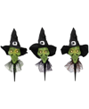 Northlight Smirking Witch Halloween 3 Piece Pathway Markers Set In Black