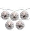 Northlight Black Spider In Web Paper Lantern 10 Piece Halloween Lights With 8.5' White Wire Set In White