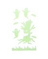 Northlight Glow In The Dark Evil Tree And Ghosts Halloween Gel Window Clings In Green