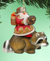 Designocracy Raccoon Santa Holiday Ornaments, Set Of 2 In Multi Color