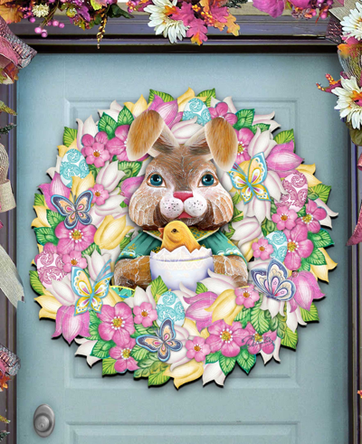 Designocracy Bunny Holiday Door Wreath In Multi Color