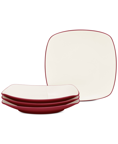 NORITAKE COLORWAVE SQUARE DINNER PLATES, SET OF 4