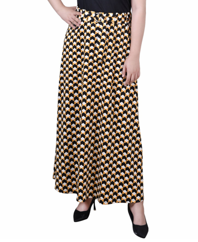 Ny Collection Plus Size Maxi Length Skirt In Golden-tone Black Cube