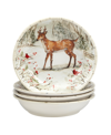 Certified International Winter's Walk 4 Piece Soup Bowl Set In White
