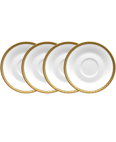 Noritake Charlotta Gold Set Of 4 Saucers, Service For 4 In White And Gold-tone