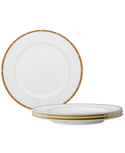 Noritake Rochelle Gold Set Of 4 Dinner Plates, Service For 4 In White