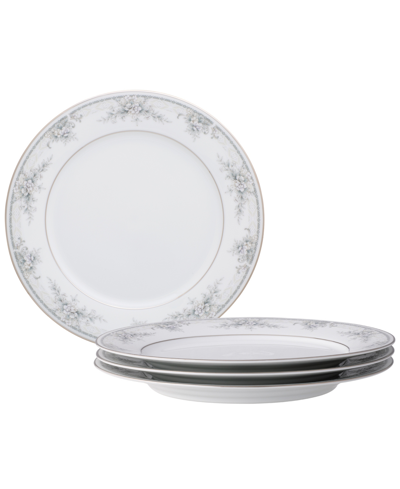 Noritake Sweet Leilani Set Of 4 Dinner Plates, Service For 4 In White Gray