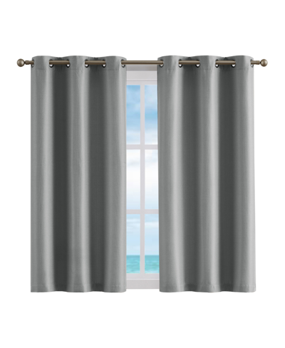 Nautica Milton Thermal Woven Room Darkening Grommet Window Curtain Panel Set, 38" X 63" In Gray