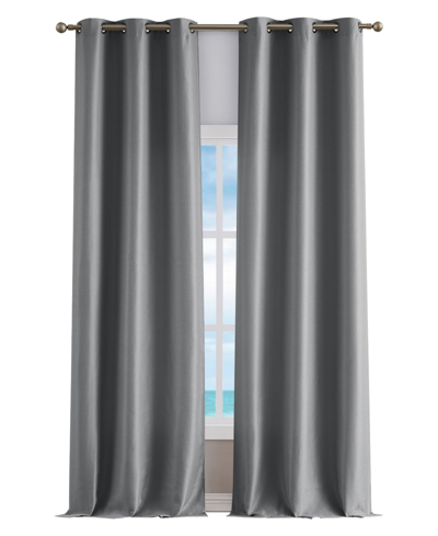 Nautica Milton Thermal Woven Room Darkening Grommet Window Curtain Panel Set, 38" X 108" In Gray