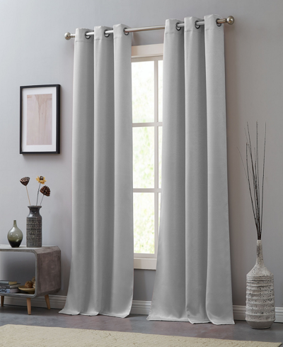 Juicy Couture Faux Suede Solid Thermal Woven Room Darkening Grommet Window Curtain Panel Set, 38" X 84" In Light Gray
