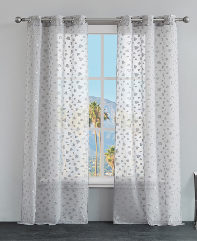 Juicy Couture Ethel Leopard Embellished Sheer Grommet Window Curtain Panel Set, 38" X 84" In Gray