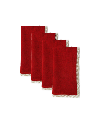 Lenox French Perle 19" X 19" Napkins Set, 4 Piece In Red