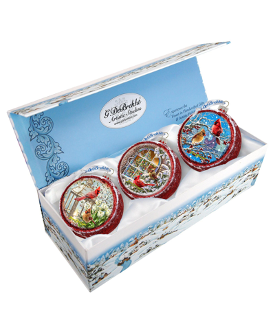 G.debrekht Winter Birds Holiday Ornament, Set Of 3 In Multi Color