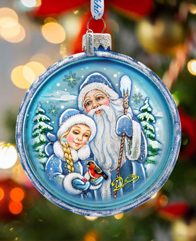 G.debrekht Santa With A Girl Cut Ball Holiday Ornament In Multi Color