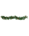 NEARLY NATURAL MIXED PINE AND PINECONE ARTIFICIAL GARLAND WITH LIGHTS, 72"