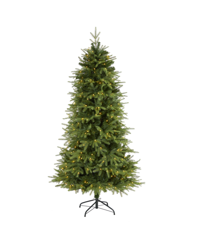 Nearly Natural Colorado Mountain Fir Natural Look Artificial Christmas Tree With Lights And Bendable Branches, 72" In Green