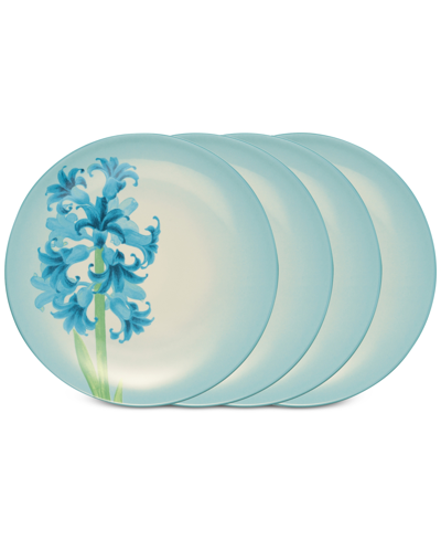Noritake Colorwave Floral Accent Plates, Set Of 4 In Turquoise