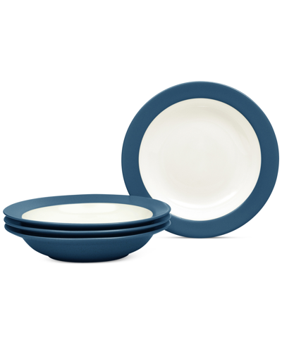 Noritake Colorwave Pasta/rim Soup Bowls 20 Oz, Set Of 4 In Blue