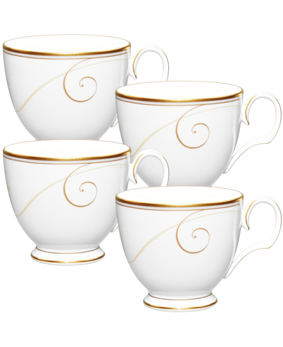 Noritake Golden Wave Set Of 4 Cups, Service For 4 In White