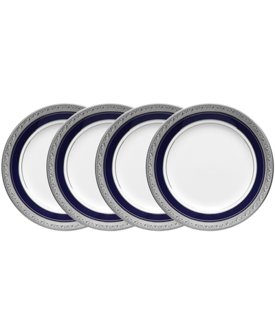 Noritake Crestwood Cobalt Platinum Set Of 4bread & Butter/appetizer Plates, Service For 4 In Blue