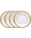 Noritake Trefolio Gold Set Of 4 Saucers, Service For 4 In White