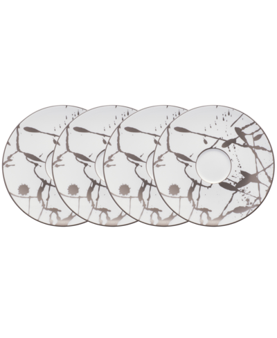 Noritake Raptures Platinum Set Of 4 Saucers, Service For 4 In White Platinum