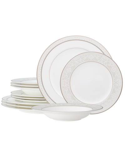 Noritake Montvale Platinum 12 Piece Set, Service For 4 In White