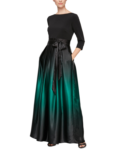 SL FASHIONS PETITE OMBRE SATIN GOWN